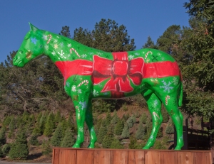 Holiday Present Theme Horse at Half Moon Bay, California