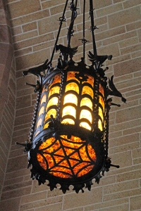 Wrought Iron Lantern (spider web base and birds encircling top)
