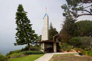 Wayfarer's Chapel on Hill Overlooking Coast